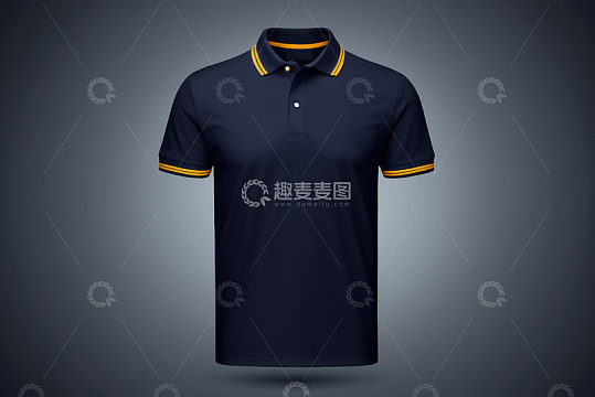 深蓝色撞色边短袖polo衫