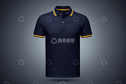 深蓝色撞色边短袖polo衫