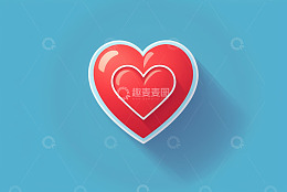 蓝色背景上的红色爱心图案