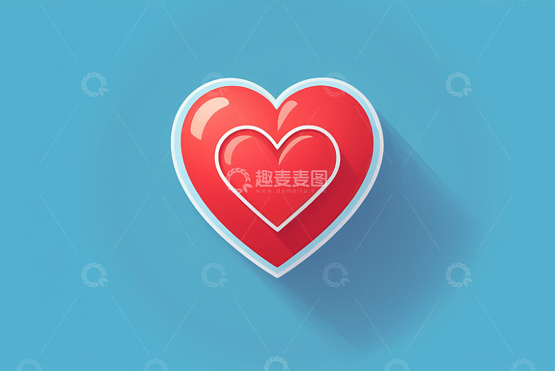 蓝色背景上的红色爱心图案