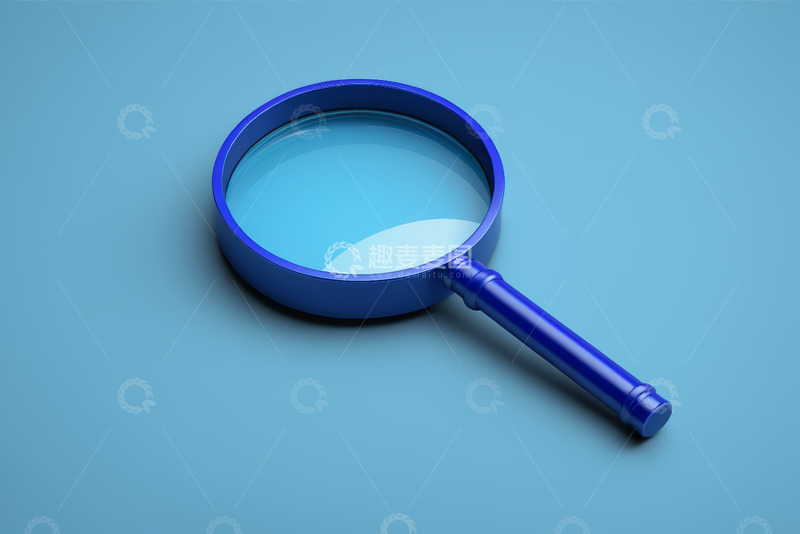 高清大图下载【趣麦麦图】蓝色背景上的放大镜