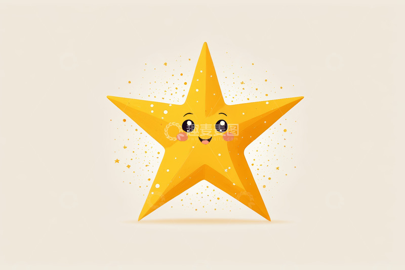 高清大图下载【趣麦麦图】可爱黄色笑脸星星卡通图案