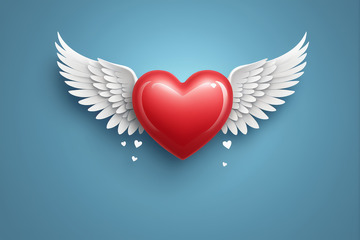 带翅膀的红色爱心图案