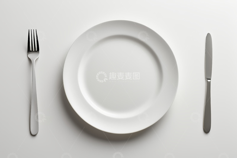 高清大图下载【趣麦麦图】白色盘子配刀叉餐具摆放