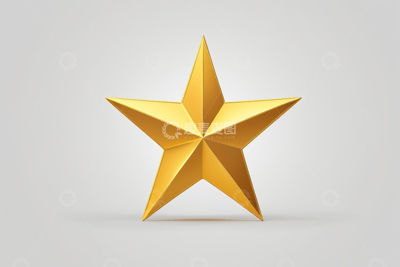 高清大图下载【趣麦麦图】金色立体五角星图标