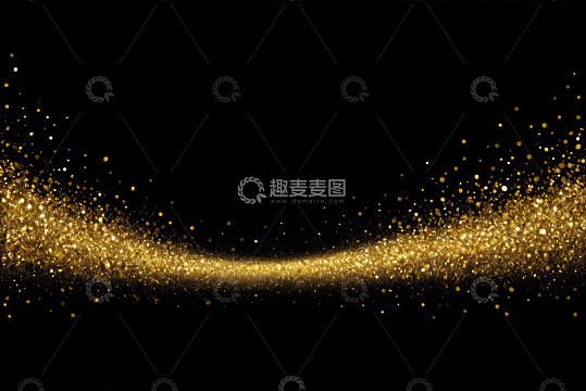 黑色背景金色粒子流动素材