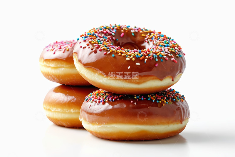 高清大图下载【趣麦麦图】堆叠的巧克力糖霜甜甜圈