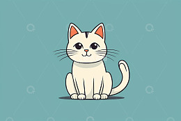 卡通风格坐姿小猫插画素材