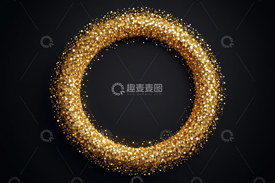 黑色背景金色粒子圆环