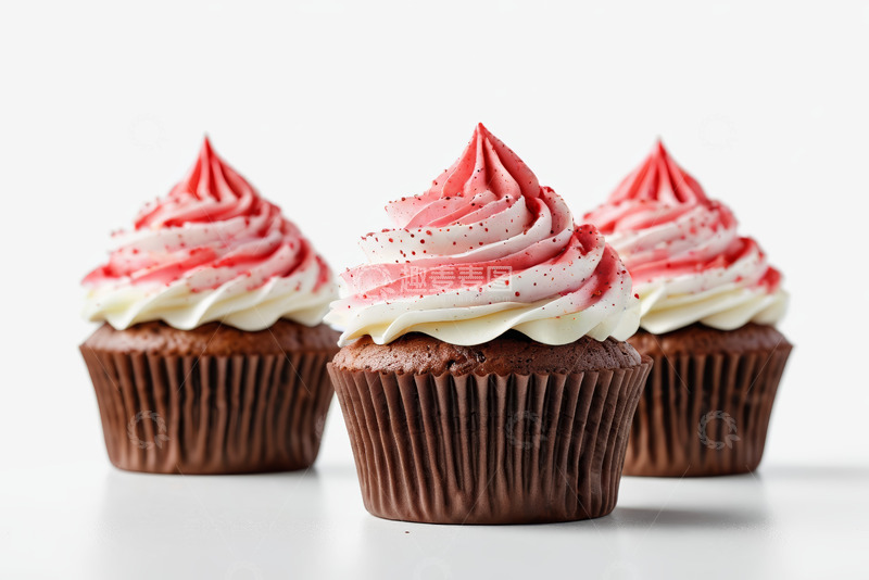 高清大图下载【趣麦麦图】三个装饰精美的纸杯蛋糕