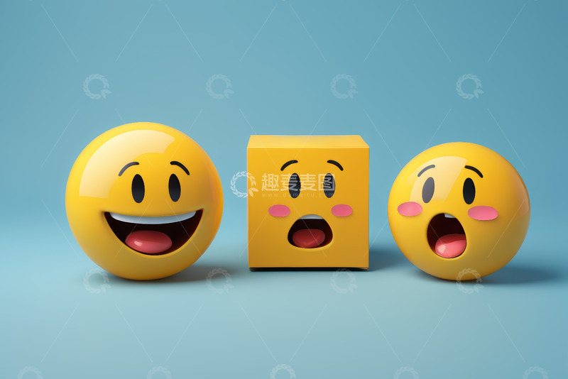 高清大图下载【趣麦麦图】黄色表情符号三维立体展示