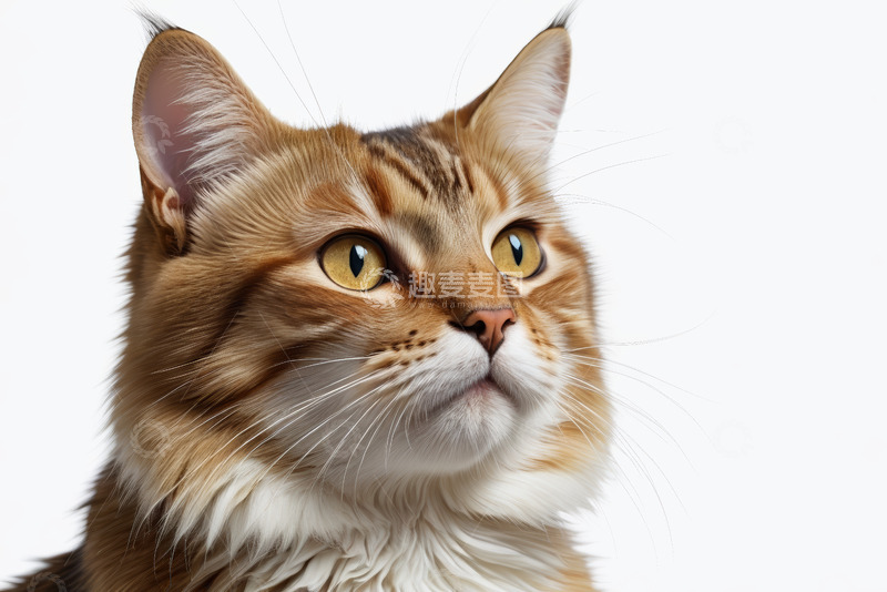 高清大图下载【趣麦麦图】特写长毛猫抬头神情