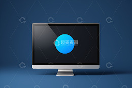 蓝色背景前的电脑显示器
