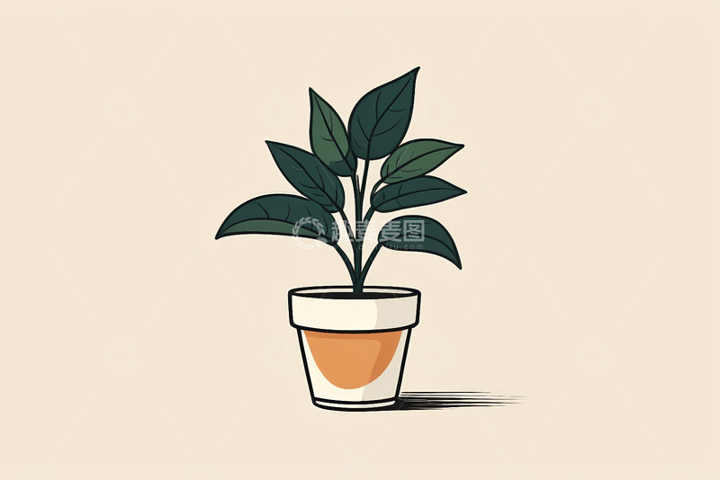 高清大图下载【趣麦麦图】盆栽植物卡通插画