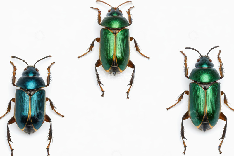 高清大图下载【趣麦麦图】三只绿色甲虫特写