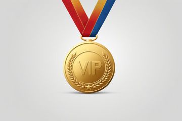 金色VIP奖牌特写