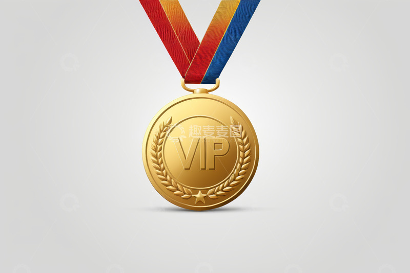 高清大图下载【趣麦麦图】-金色VIP奖牌特写