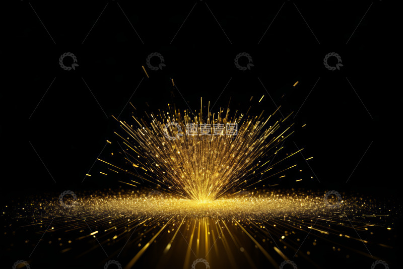 高清大图下载【趣麦麦图】黑色背景金色粒子光线效果