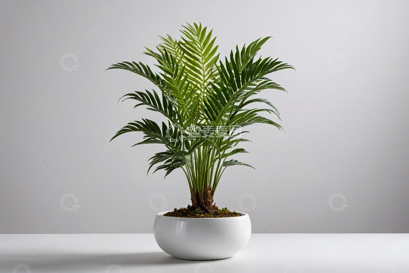 高清大图下载【趣麦麦图】白色花盆中的绿色盆栽植物