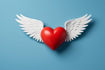 带翅膀的红色爱心图案