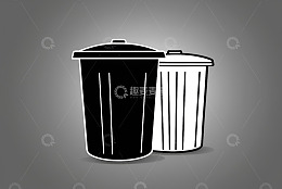 简约黑白垃圾桶插画