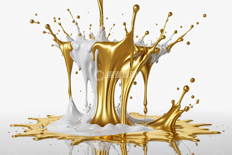 高清大图下载【趣麦麦图】金银液体飞溅效果素材