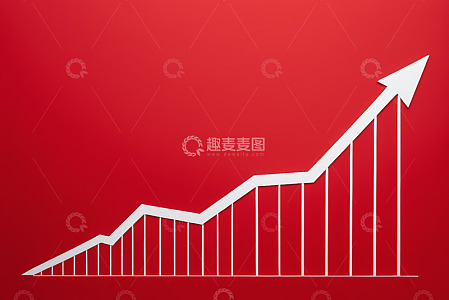 红色背景上升趋势图表