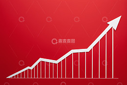 红色背景上升趋势图表