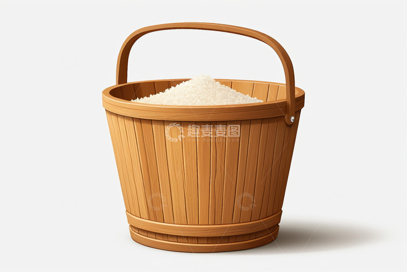 高清大图下载【趣麦麦图】木桶装着白米