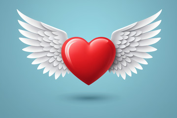 带翅膀的红色爱心图案