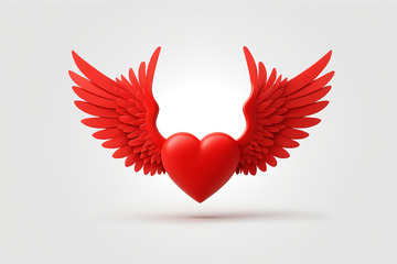 带翅膀的红色爱心素材
