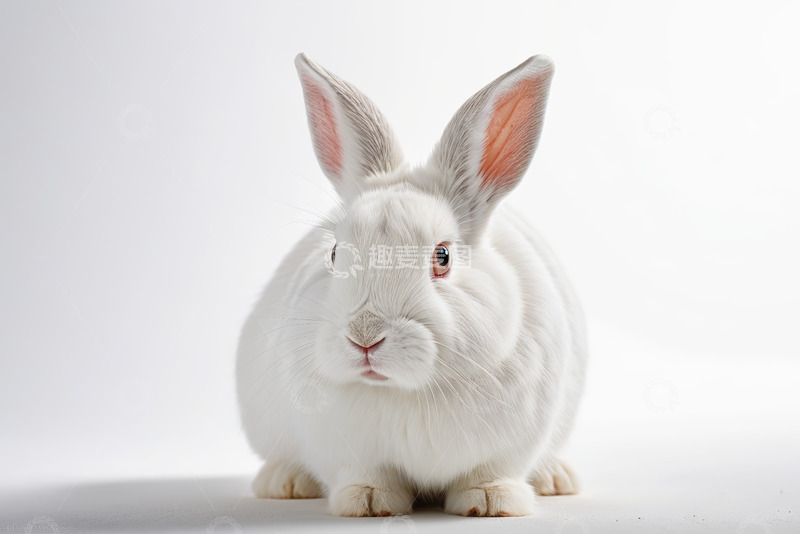 高清大图下载【趣麦麦图】白色宠物兔正面特写