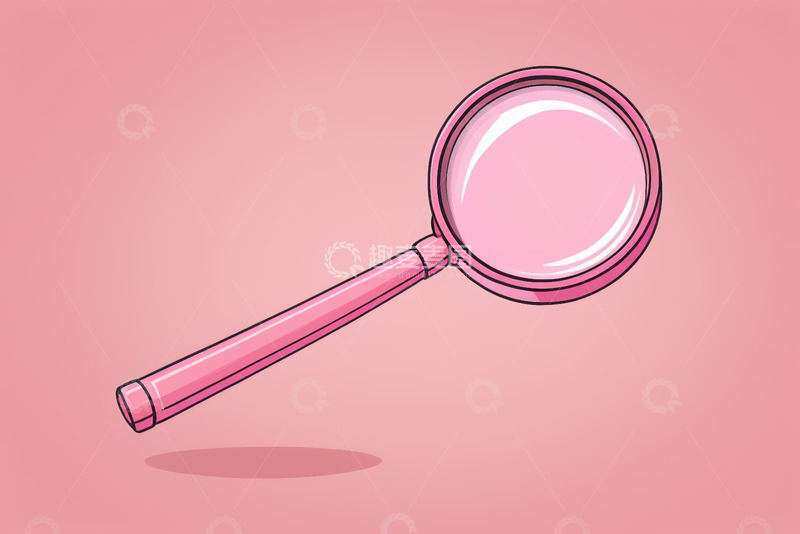 高清大图下载【趣麦麦图】粉色放大镜卡通素材