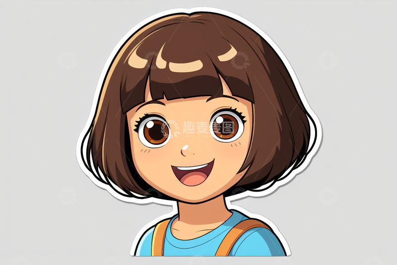 高清大图下载【趣麦麦图】卡通女孩头像插画素材