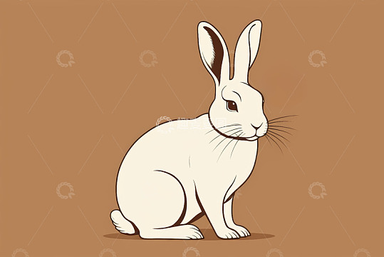 白色兔子插画素材