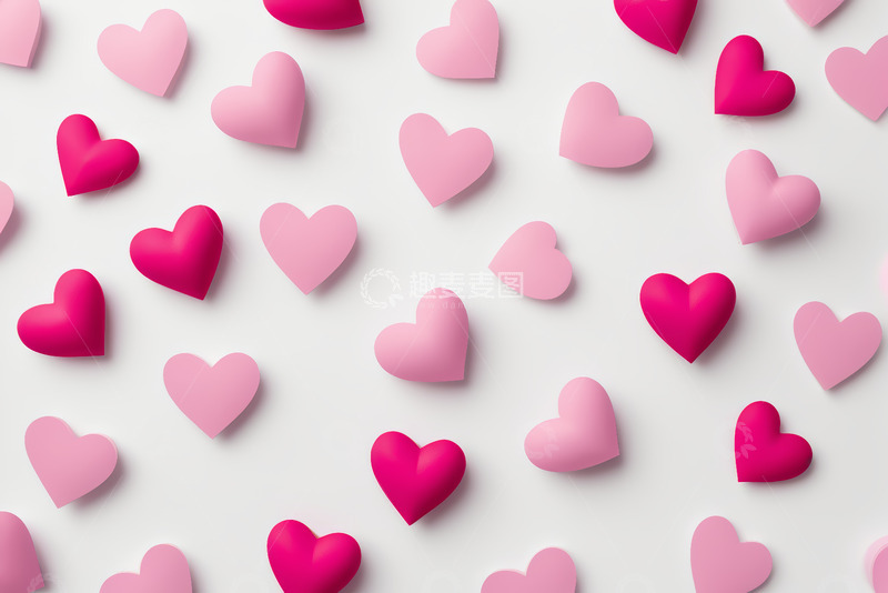 高清大图下载【趣麦麦图】粉色红色心形图案背景素材