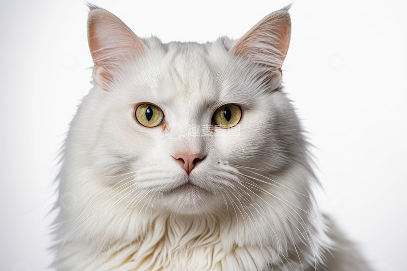 高清大图下载【趣麦麦图】白色长毛猫特写