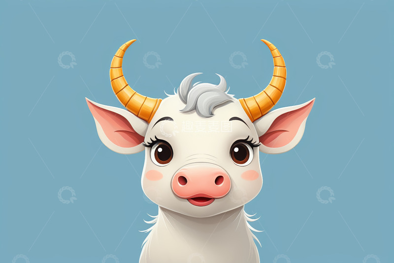 高清大图下载【趣麦麦图】卡通牛形象特写