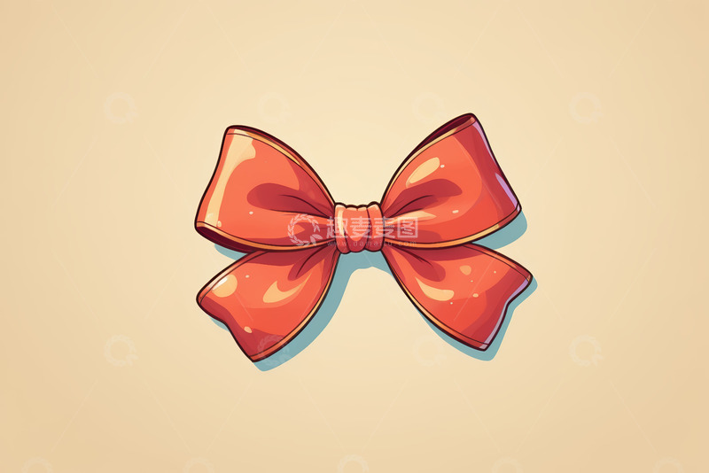 高清大图下载【趣麦麦图】红色蝴蝶结装饰插画素材