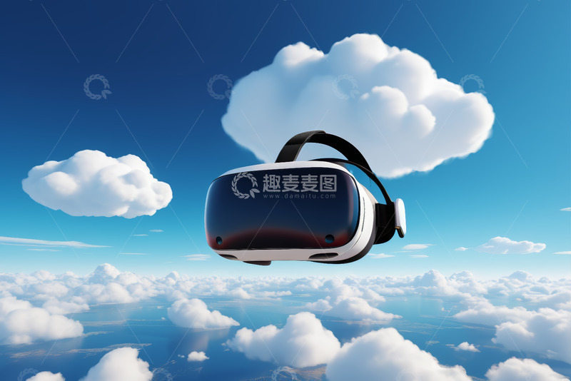 高清大图下载【趣麦麦图】云端漂浮的虚拟现实眼镜