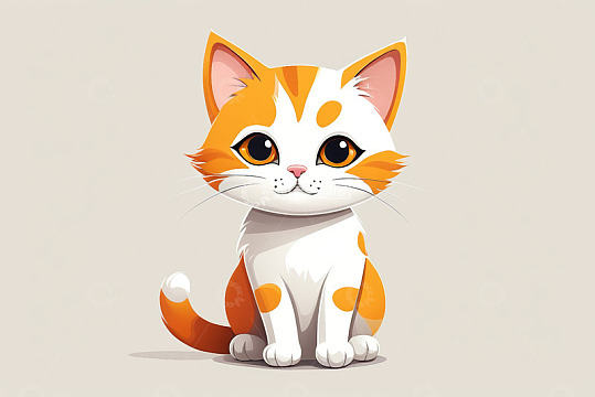 可爱橘白相间小猫插画