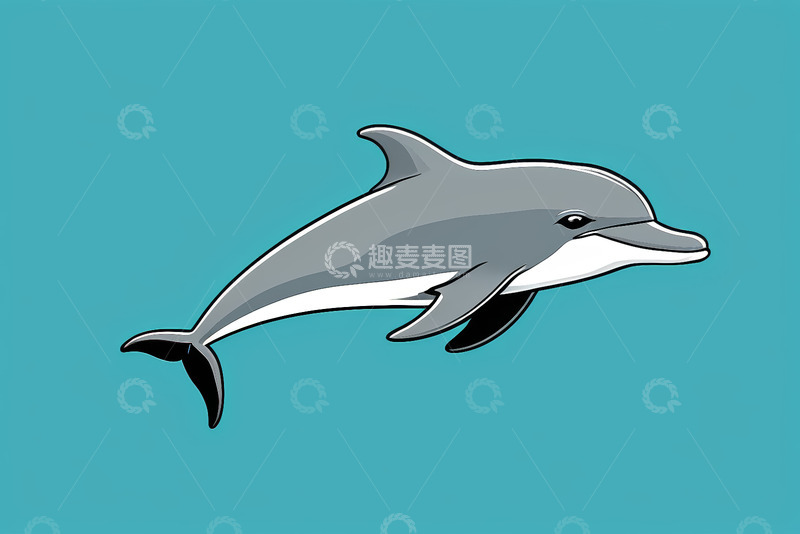 高清大图下载【趣麦麦图】卡通海豚插画