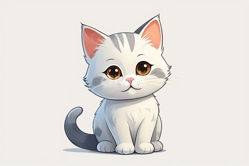 高清大图下载【趣麦麦图】可爱卡通小猫坐立形象