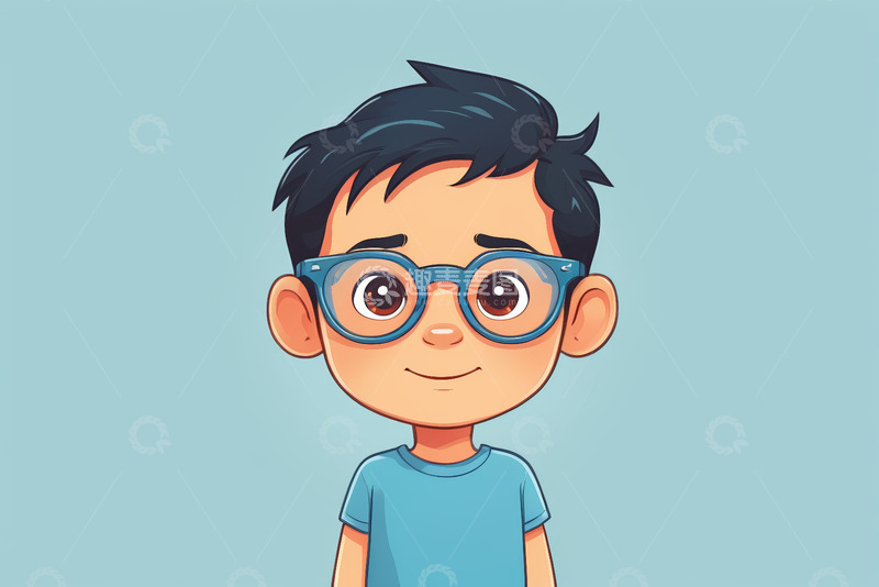 高清大图下载【趣麦麦图】戴眼镜的卡通男孩形象