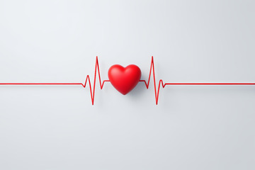 红色爱心与心电图图案