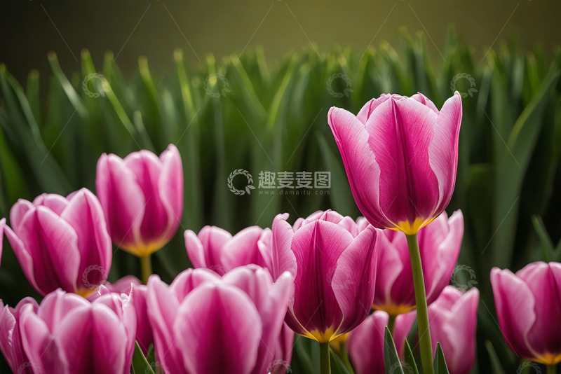 高清大图下载【趣麦麦图】盛开的粉色郁金香特写