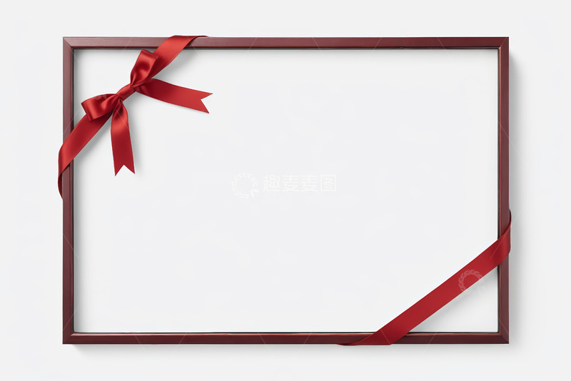 高清大图下载【趣麦麦图】带红色丝带装饰的相框