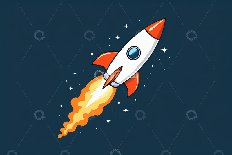 高清大图下载【趣麦麦图】卡通火箭升空插画