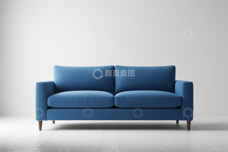 高清大图下载【趣麦麦图】蓝色双人沙发现代家居展示