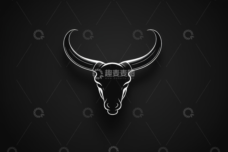 高清大图下载【趣麦麦图】黑色背景牛头图形设计